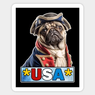 Patriotic Pug USA Sticker